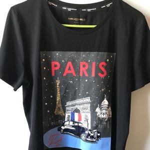 Karl Lagerfeld black “Paris” Tee